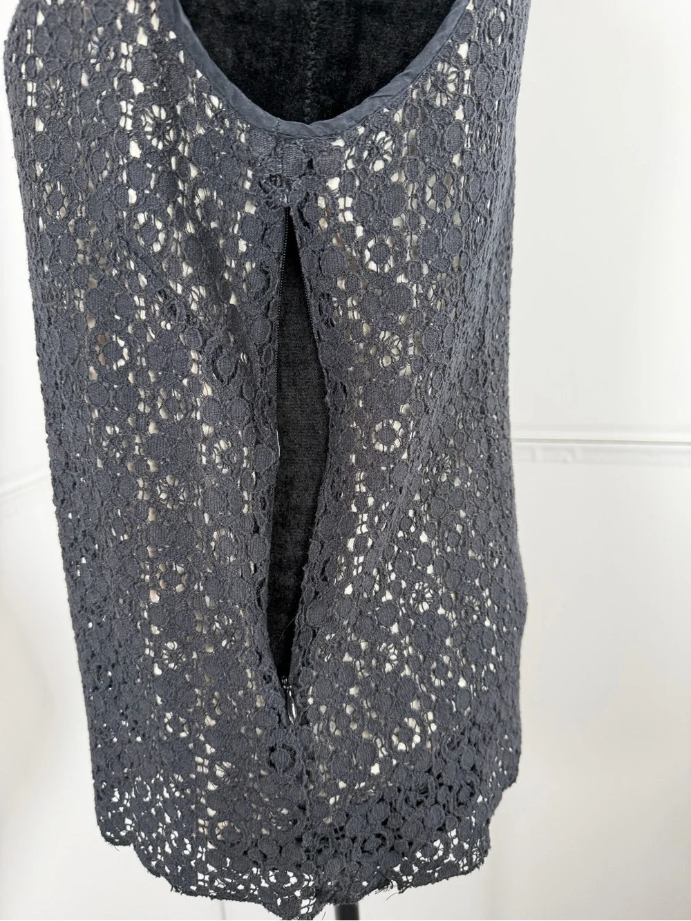 J.Crew Black Lace Crochet Sleeveless Tank Top Size 8